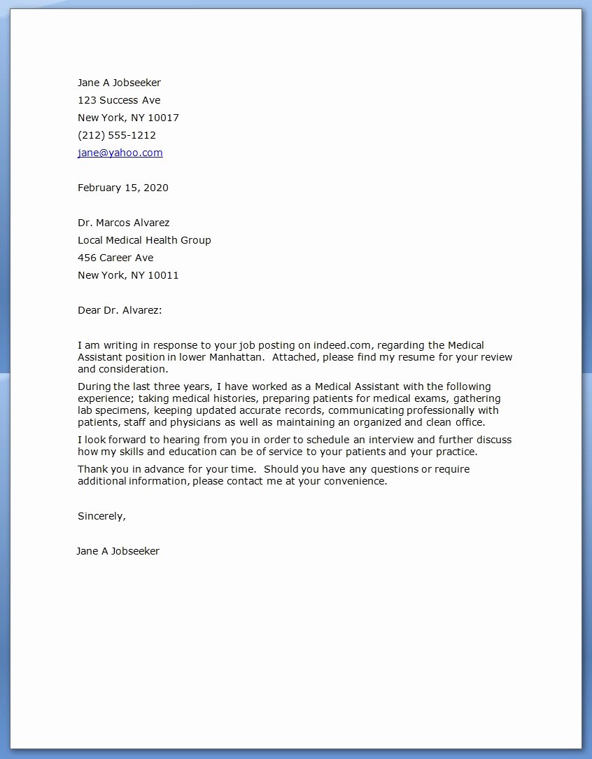 Medical assistant Externship Resume Awesome Cover Letter for Medical assistant