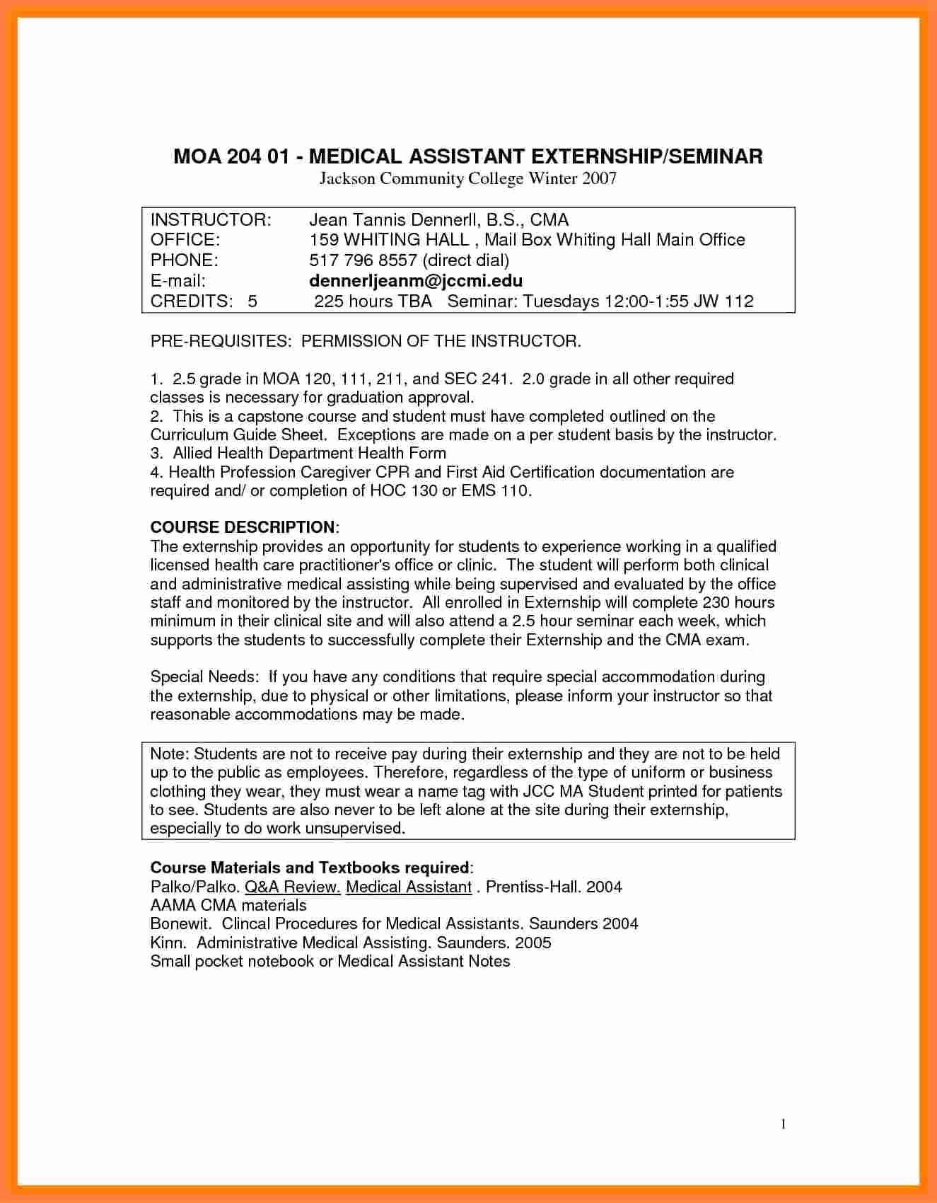 Medical assistant Externship Resume Beautiful 7 Medical assistant Externship Resume