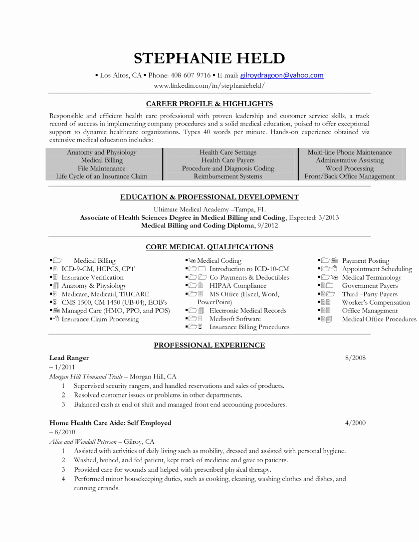 Medical assistant Externship Resume Elegant Cover Letter Examples for Medical Insurance Billing and