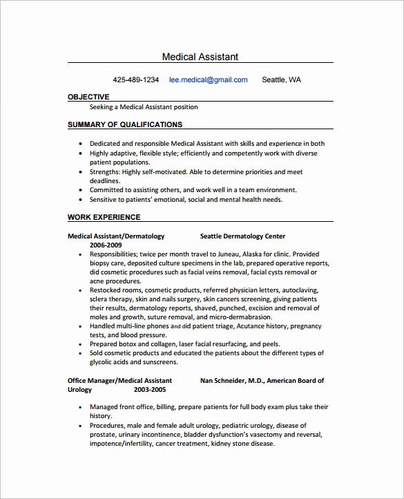 Medical assistant Externship Resume Fresh 5 Medical assistant Resume Templates Doc Pdf