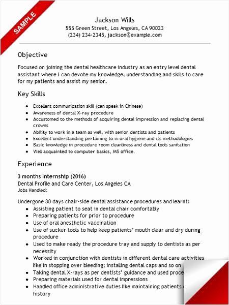 Medical assistant Externship Resume Lovely Entry Level Dental assistant Resume