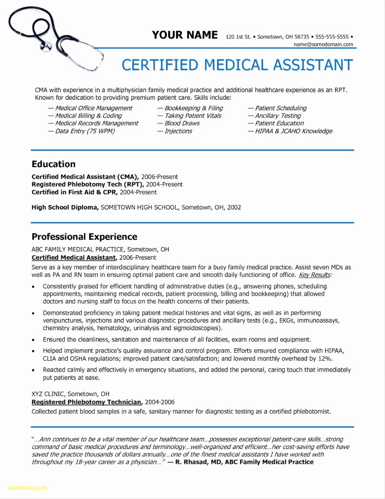 Medical assistant Externship Resume Unique Medical assistant Externship Resume Sample