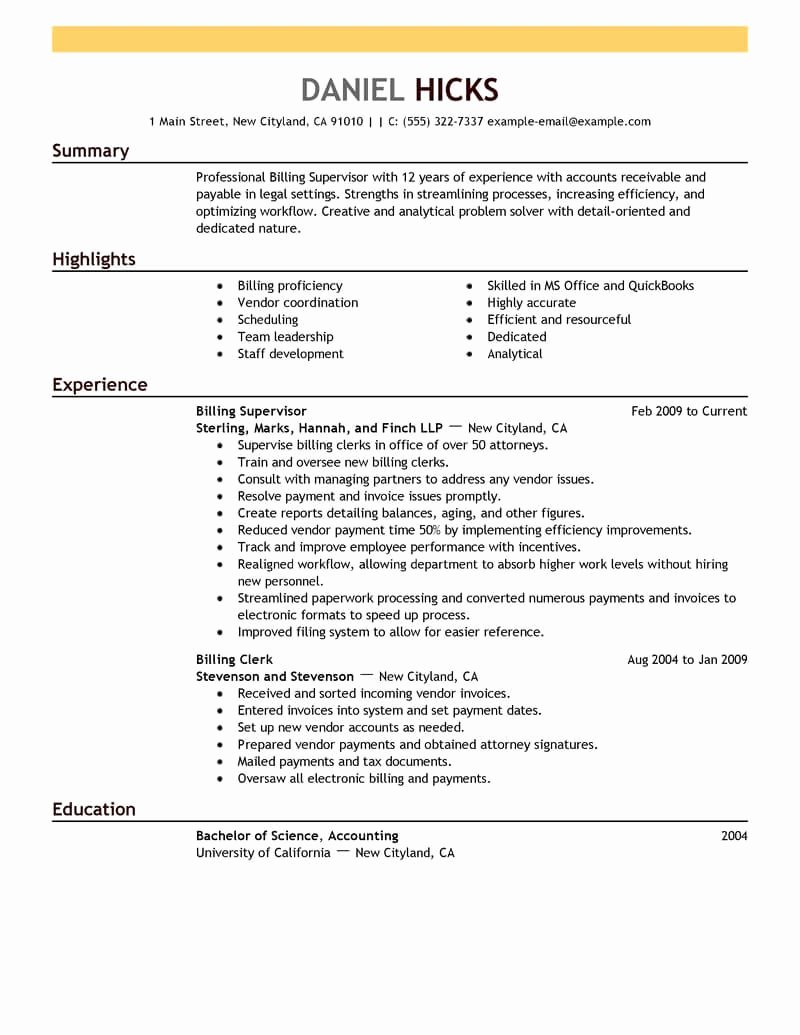 Medical Biller Resume Examples Best Of Best Legal Billing Clerk Resume Example