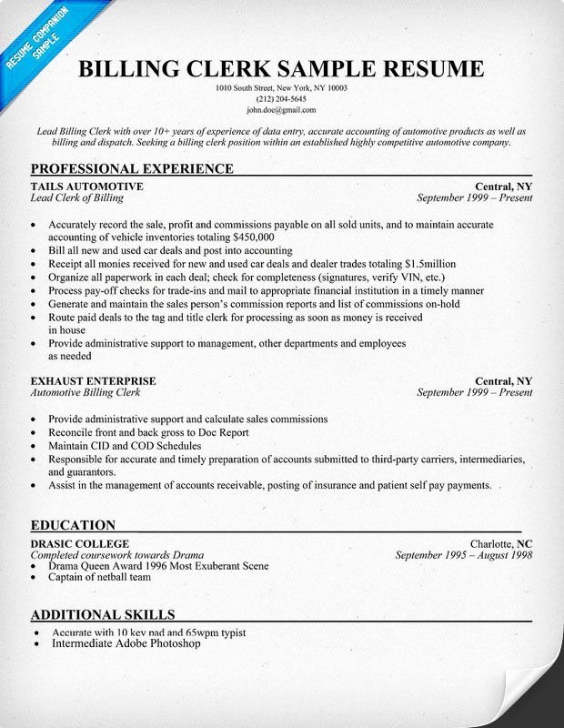 Medical Biller Resume Examples Luxury Billing Clerk Resume Sample Samples Across All Industries