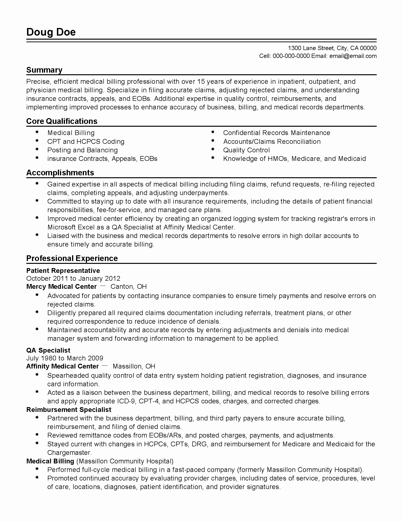 Medical Biller Resume Examples New Professional Medical Billing Professional Templates to