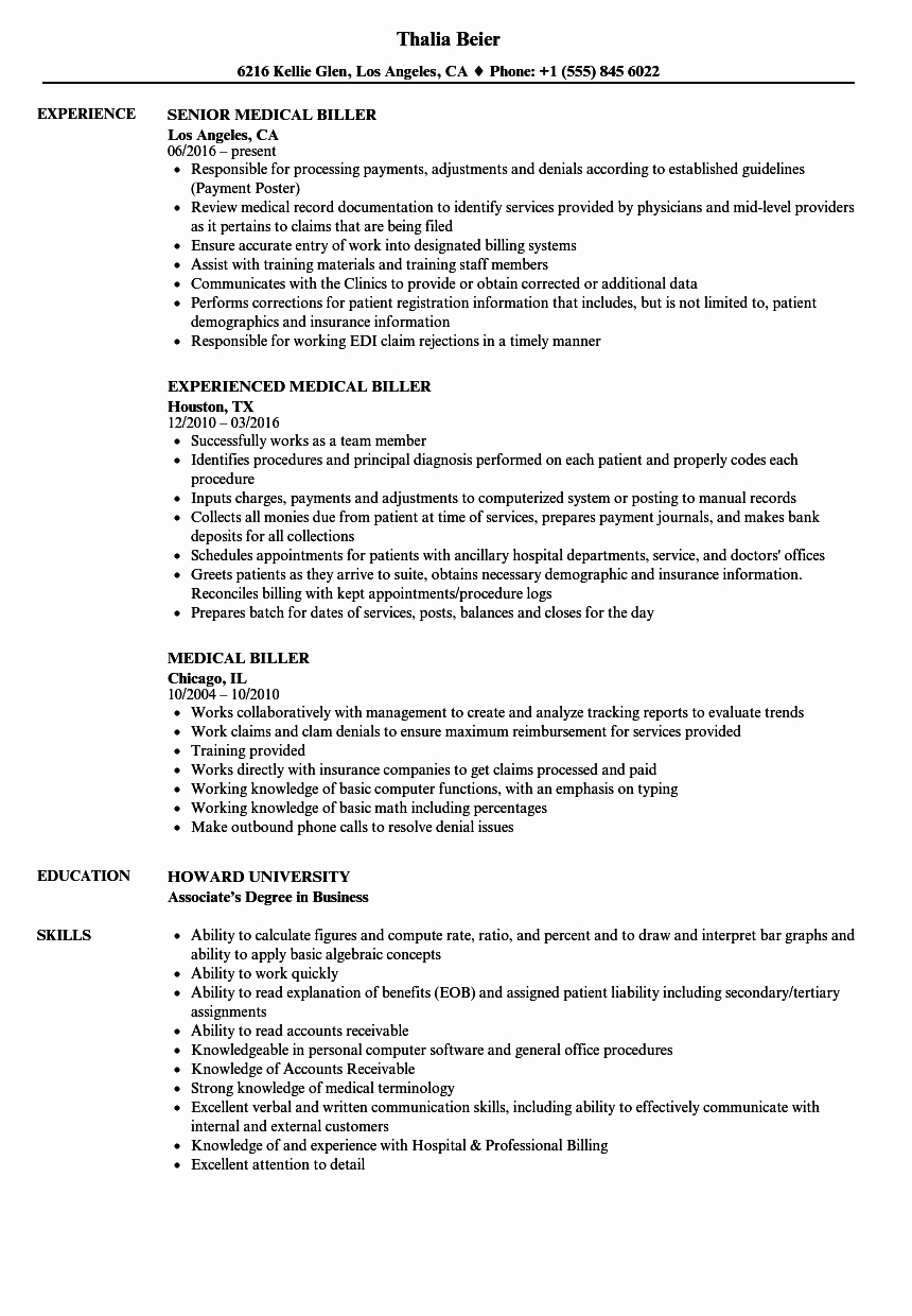 Medical Biller Resume Examples Unique Medical Biller Resume Samples