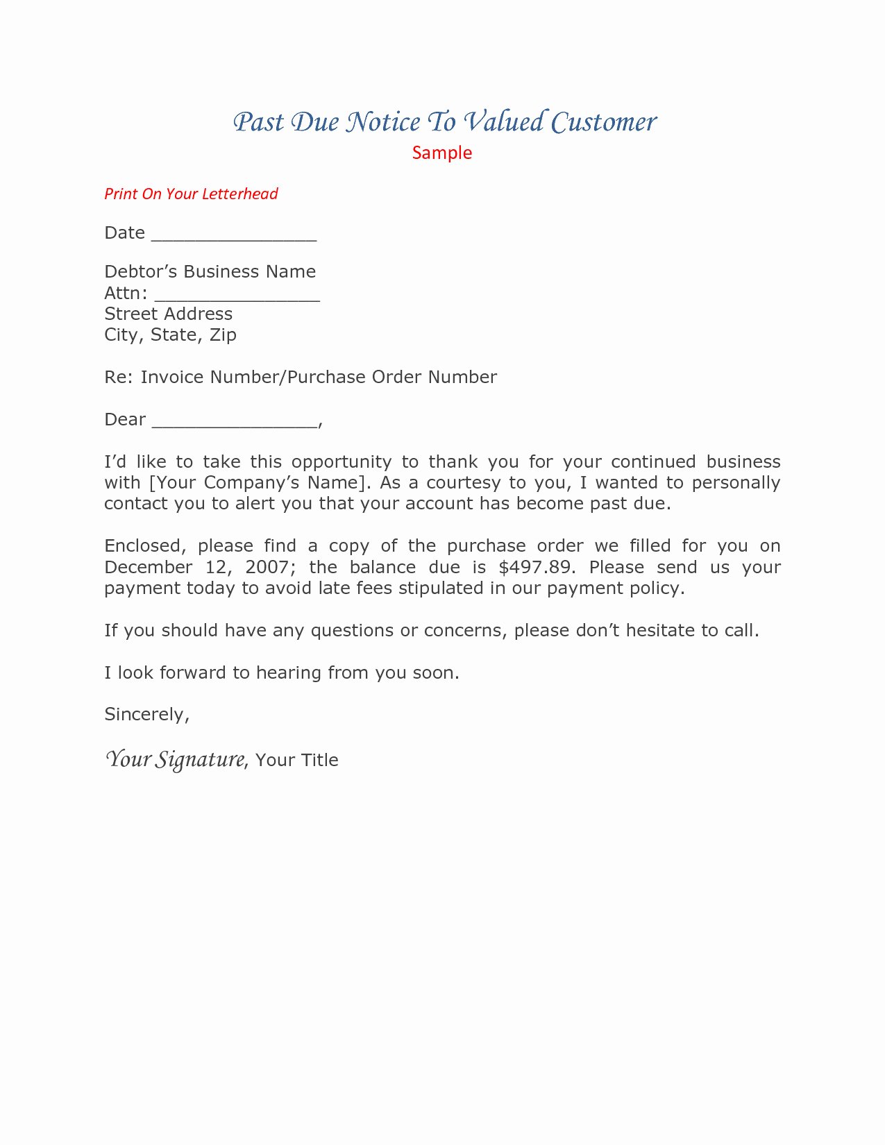 Medical Collection Letter Final Notice New Past Due Invoice Letter Template Collection