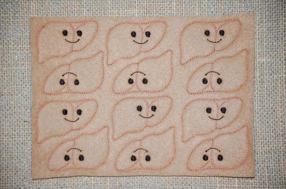 Medical Face Sheet Lovely Liver Blank Face Ribbon Embroidered Medical Feltie Sheet