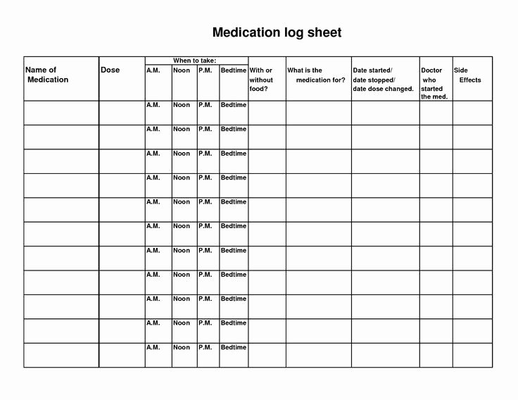 Medical Face Sheet Template Best Of 5 Best Of Free Printable Medication Log Sheets