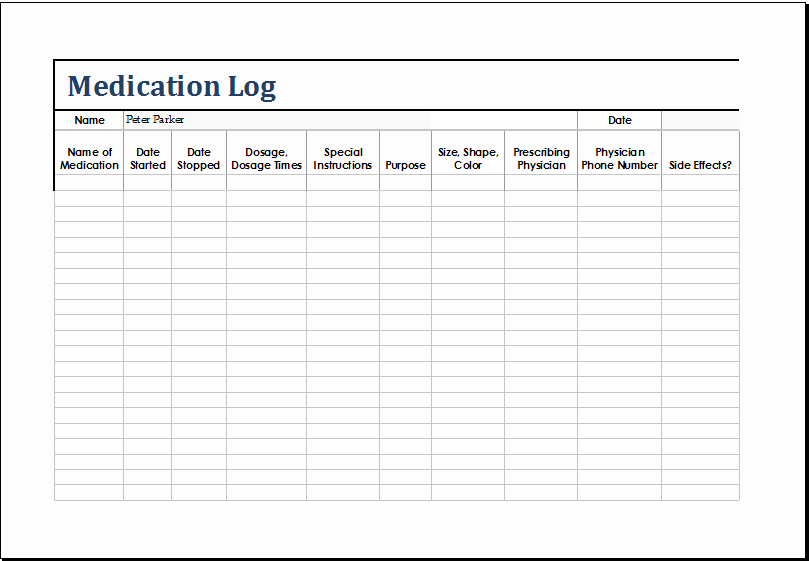 Medical Face Sheet Template Best Of Medication Log Template at