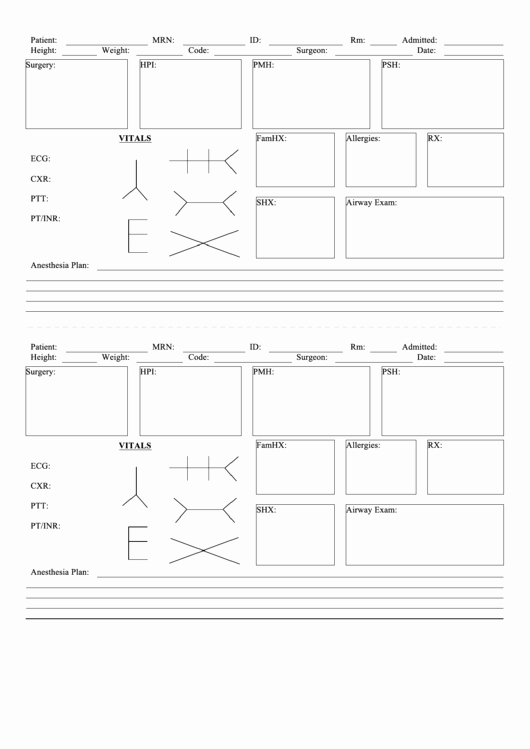 Medical Face Sheet Template Fresh Surgery Scut Sheet Printable Pdf