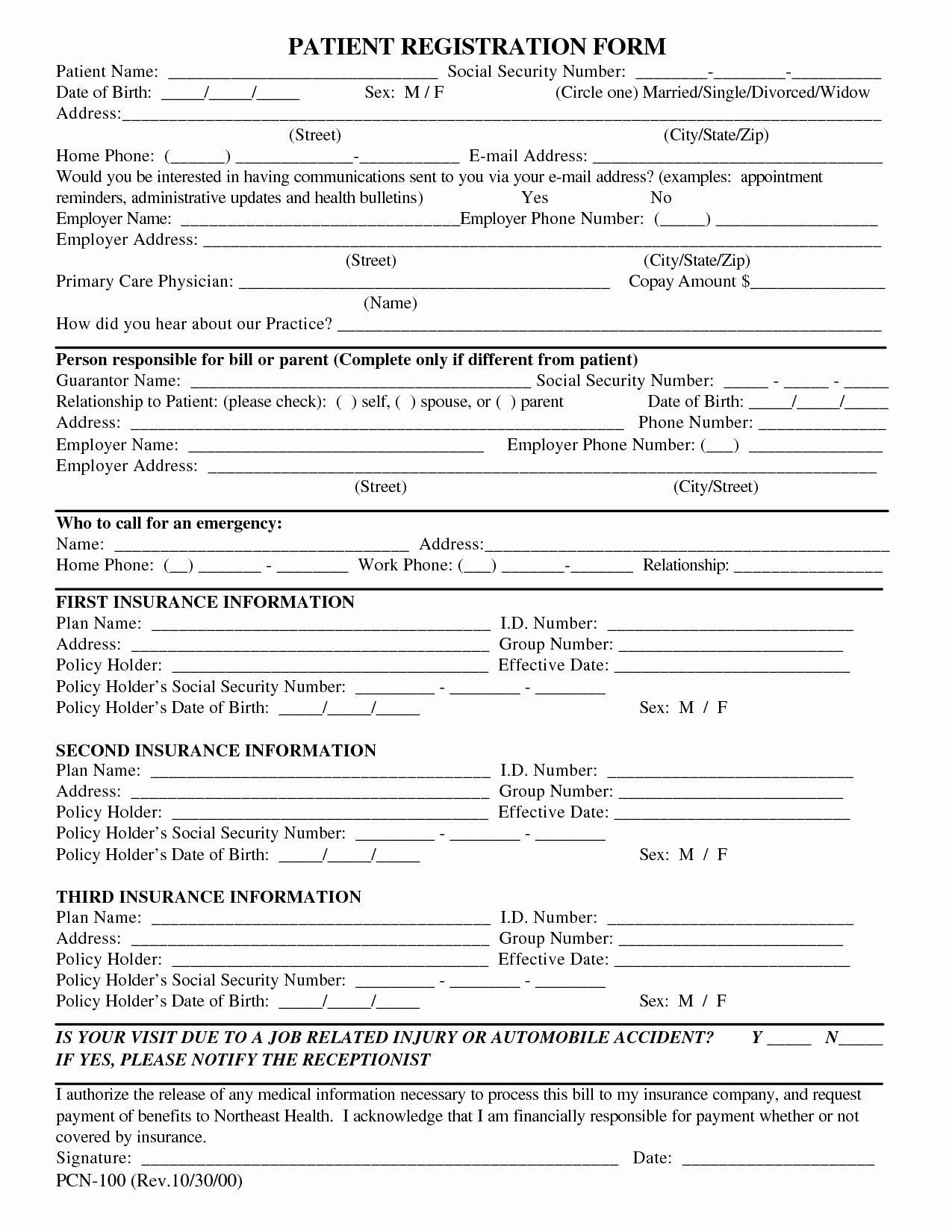 Medical Face Sheet Template New Free Patient Registration form Template