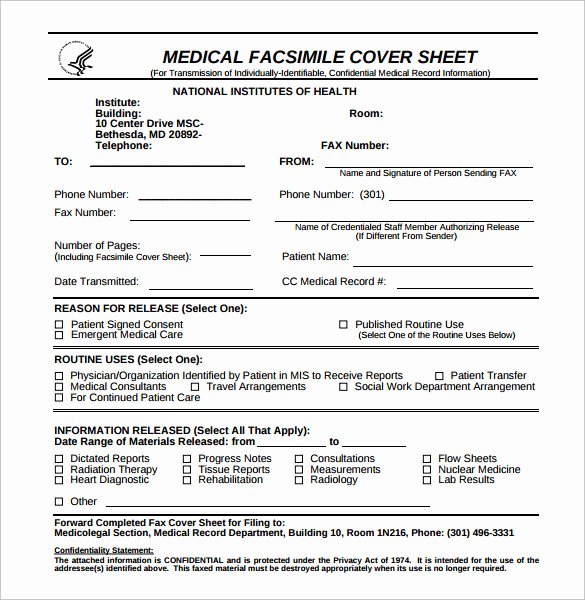 Medical Face Sheet Template Unique Sample Confidential Fax Cover Sheet 12 Documents In Pdf