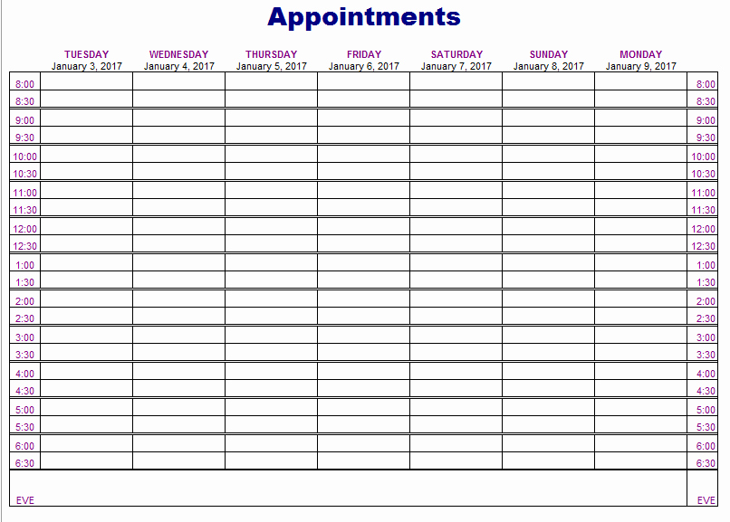 Medical Office Appointment Scheduling Template Elegant Appointment Schedule Template 5 Free Templates