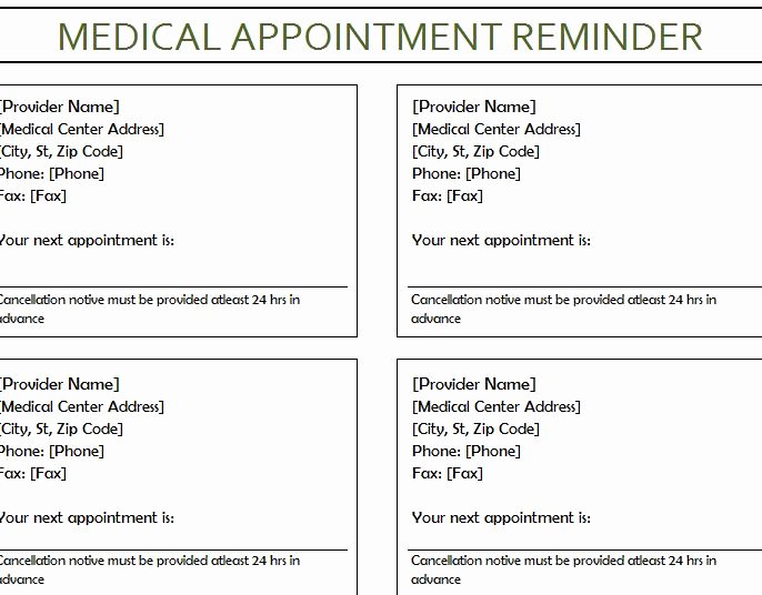 Medical Office Appointment Scheduling Template Elegant Medical Appointment Reminder My Excel Templates