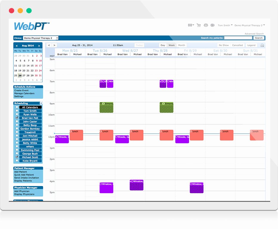 Medical Office Appointment Scheduling Template Elegant Physical therapy Scheduling software