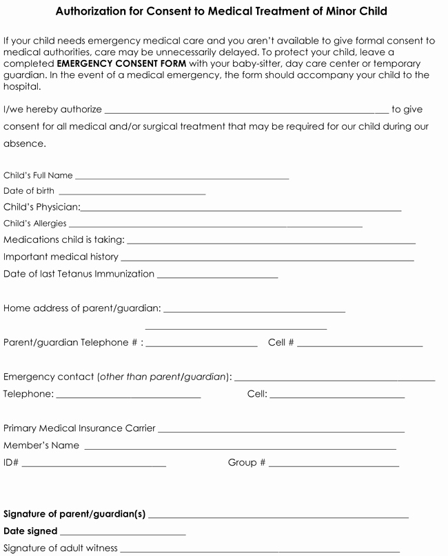 Medical Procedure Consent form Template Inspirational Medical form for Child – Medical form Templates