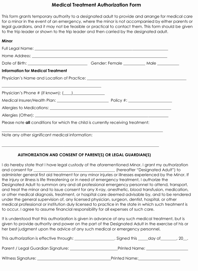 Medical Procedure Consent form Template Luxury Child Medical Consent form Templates 6 Samples for Word