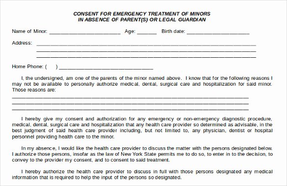 Medical Procedure Consent form Template New Sample Child Medical Consent form 5 Download Free