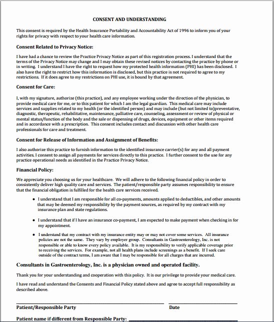 Medical Procedure Consent form Template New Sample Medical Consent form