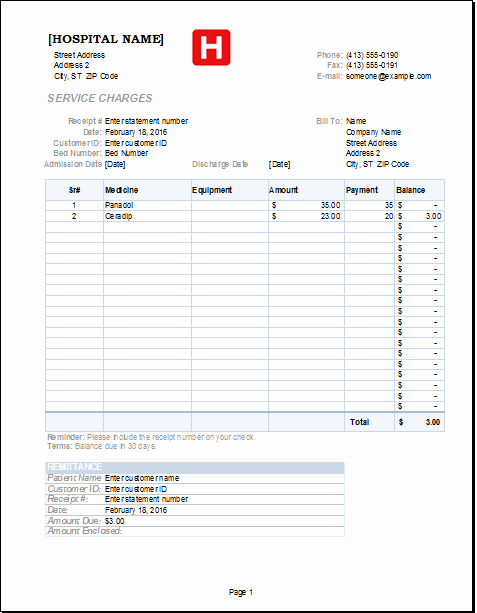 Medical Receipt Template Fresh Medical Receipt Template for Excel