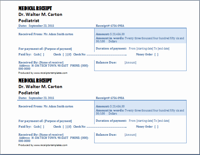 Medical Receipt Template Inspirational 4 Free Doctor Receipt Templates Word Excel Pdf formats