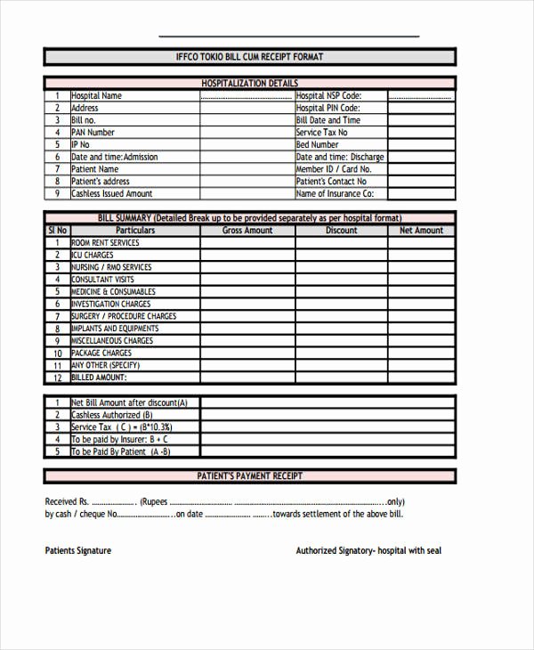 Medical Receipt Template Inspirational Bill Receipt Template 12 Free Word Pdf format Download