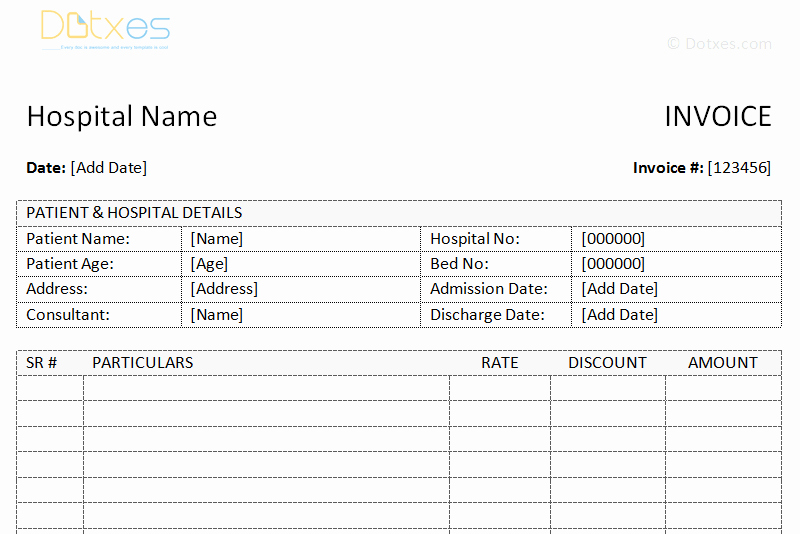 Medical Receipt Template Unique Medical Invoice Template Word Dotxes