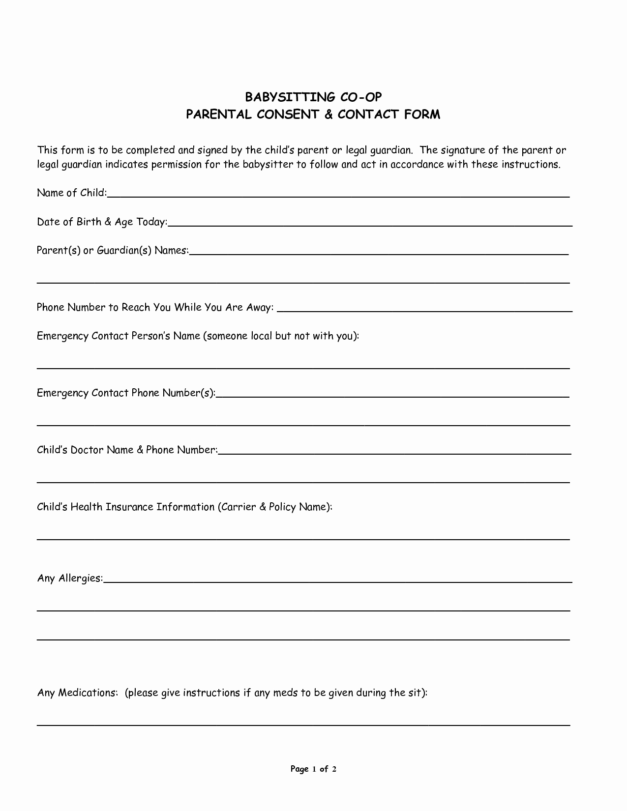 Medical Release form for Babysitter Fresh 7 Best Of Red Cross Babysitting forms Printable