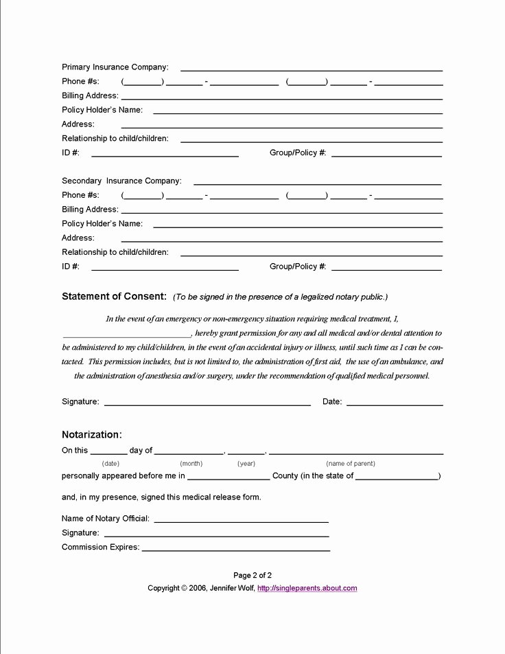 Medical Release form for Babysitter Lovely Use This Medical Release form to Protect Your Kids In An