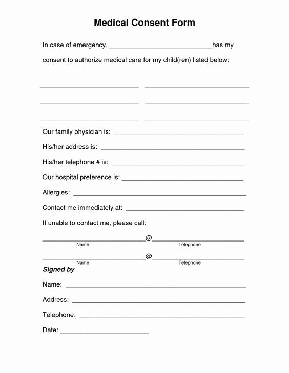 Medical Release form for Babysitter New Free Printable Medical Consent form