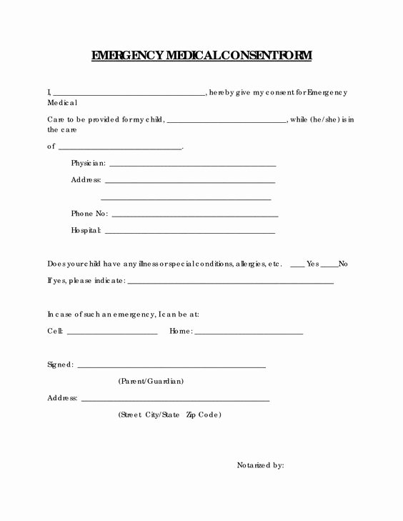 Medical Release form for Babysitter Unique Free Printable Medical Consent form