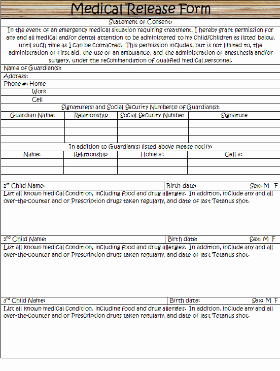 Medical Release form for Babysitter Unique Preparing Your Personal Ark Vital Records Medical