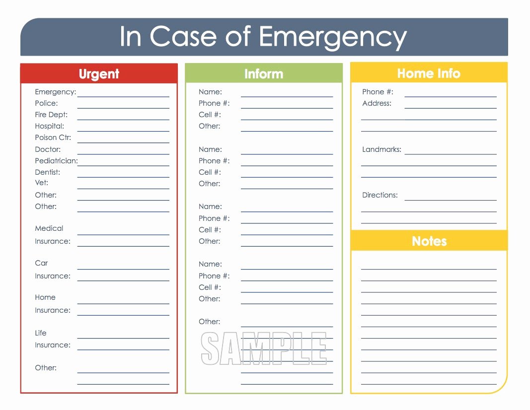 Medication Wallet Card Template Best Of In Case Of Emergency Printable organizing Pdf Instant