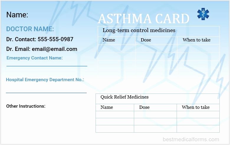 Medication Wallet Card Template Elegant asthma Wallet Card Template