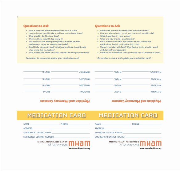 Medication Wallet Card Template New 4 Medication Card Templates Doc Pdf