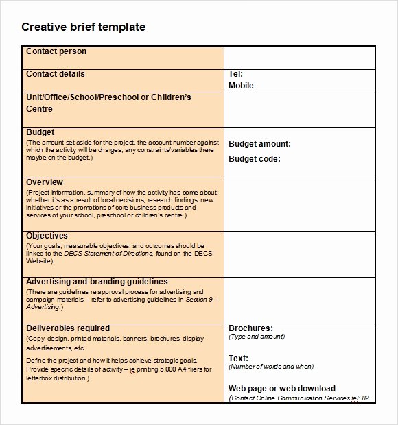 Meeting Brief Template Elegant Sample Creative Brief 9 Free Documents In Pdf Word