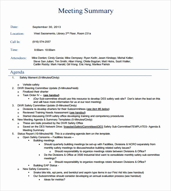 Meeting Brief Template Elegant Sample Meeting Summary Template 7 Documents In Pdf