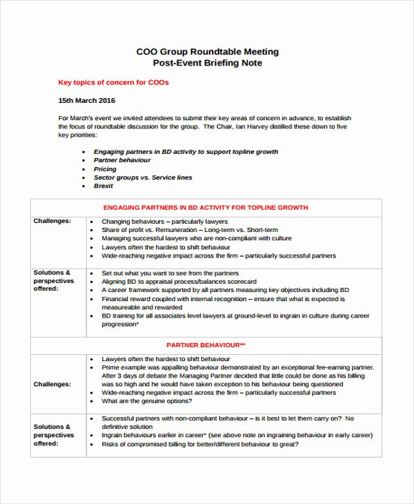 Meeting Brief Template Inspirational 9 Briefing Note Templates Free Sample Example format