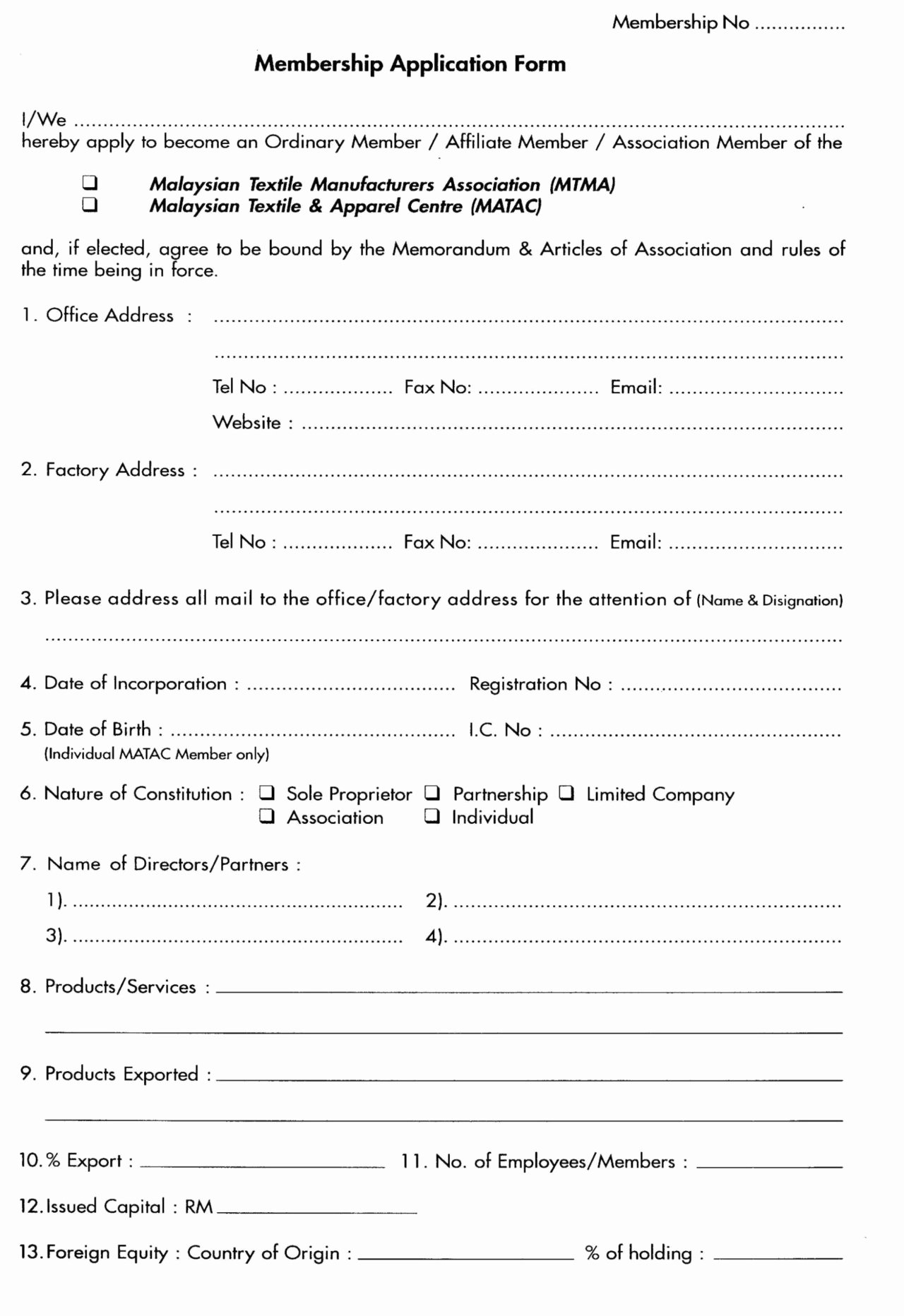 Membership Application Template Free Awesome association Membership Application form Template