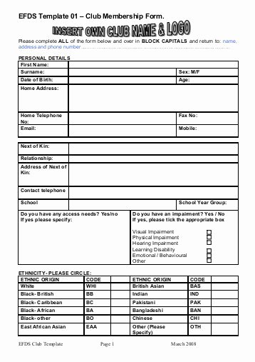 Membership Application Template Free Best Of Key Club Membership form Cornell School District