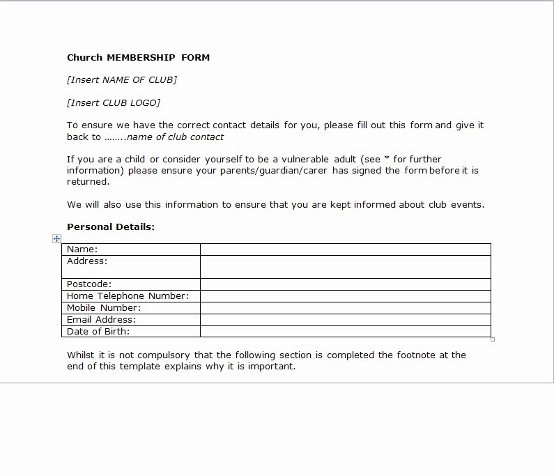 Membership Application Template Free Lovely Church Membership Application form Template Excel Tmp