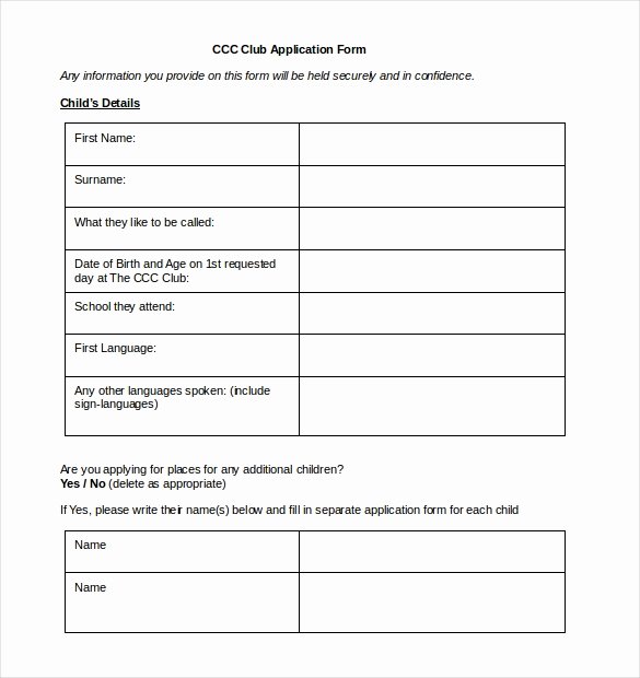 Membership Application Template Free New 15 Sample Club Application Templates Pdf Doc