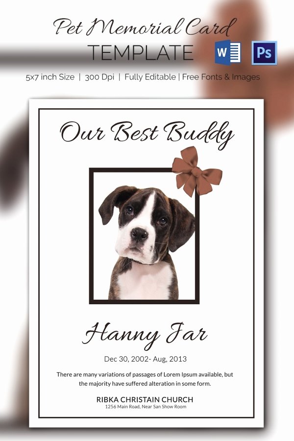 Memorial Card Template Beautiful 15 Pet Memorial Card Designs &amp; Templates Psd Ai