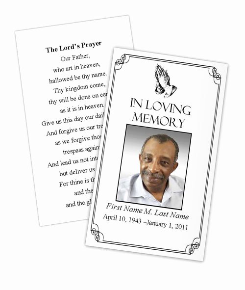 Memorial Card Template Beautiful Praying Hands Memorial Prayer Card Template Elegant