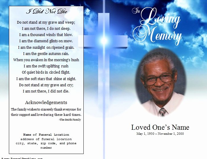 Memorial Card Template Free Download Beautiful Cross Single Fold Funeral Program Funeral Pamphlets