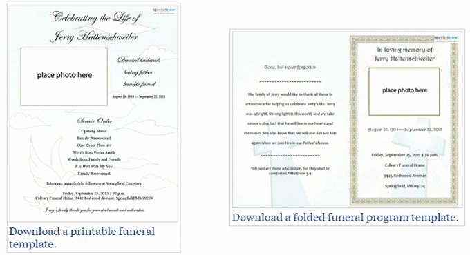 Memorial Card Template Free Download Beautiful Two Free Funeral Service Templates From Love to Know