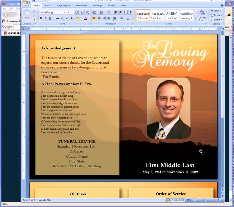 Memorial Card Template Free Download Fresh Free Funeral Program Templates