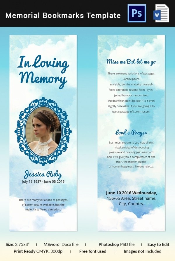 Memorial Card Template Microsoft Word Best Of 10 Memorial Bookmarks Templates Free Psd Ai Eps