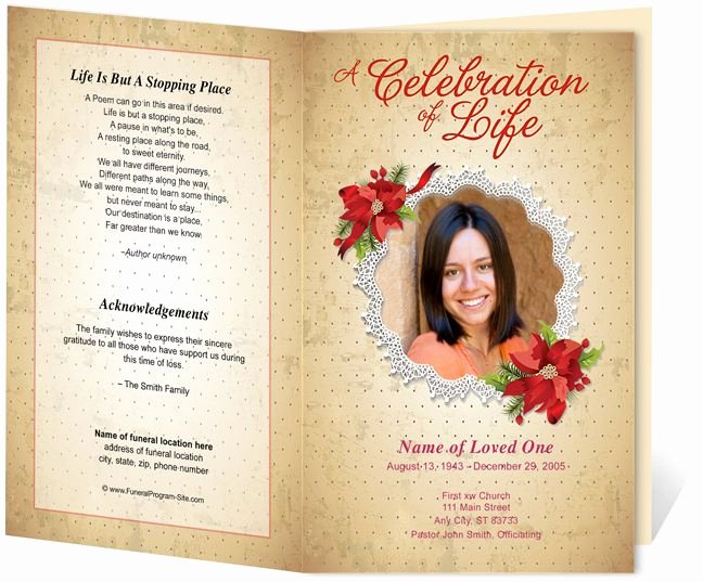 Memorial Card Template Microsoft Word Inspirational Floral theme Carol Preprinted Title Letter Single Fold